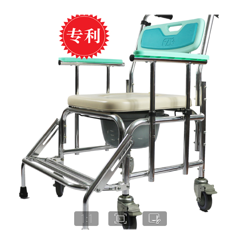 FZK-4306-1扶手可调高低防前倾々带轮便椅（加高型，座位高度52cm）